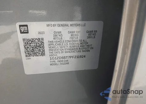 2023 Chevrolet Malibu Fwd 1Lt from USA, damaged, VIN 1G1ZD5ST7PF211924